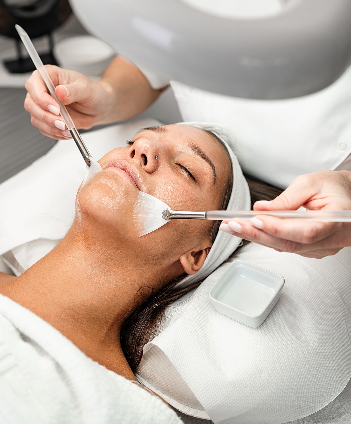 Facial treatment in a spa setting.
