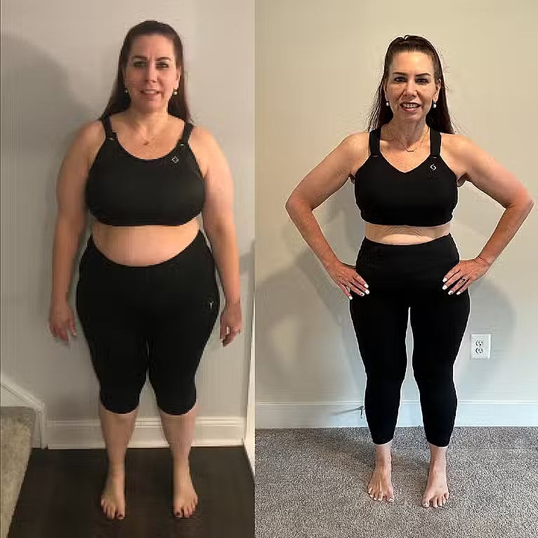 Before and after fitness transformation photo